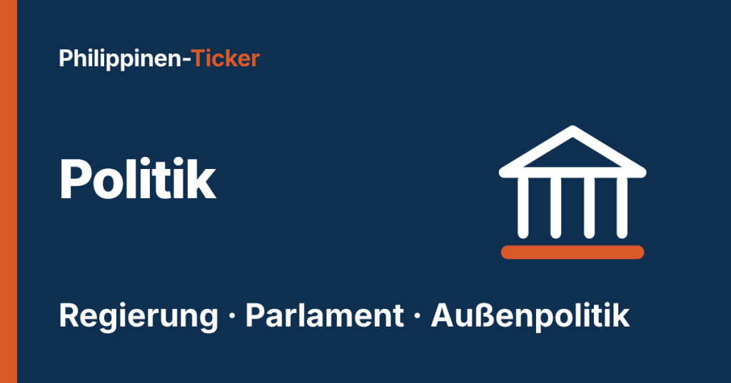 Philippinen-Ticker, Rubrik Politik: Regierung, Parlament, Außenpolitik. Symbol eines Regierungsgebäudes mit Säulen.